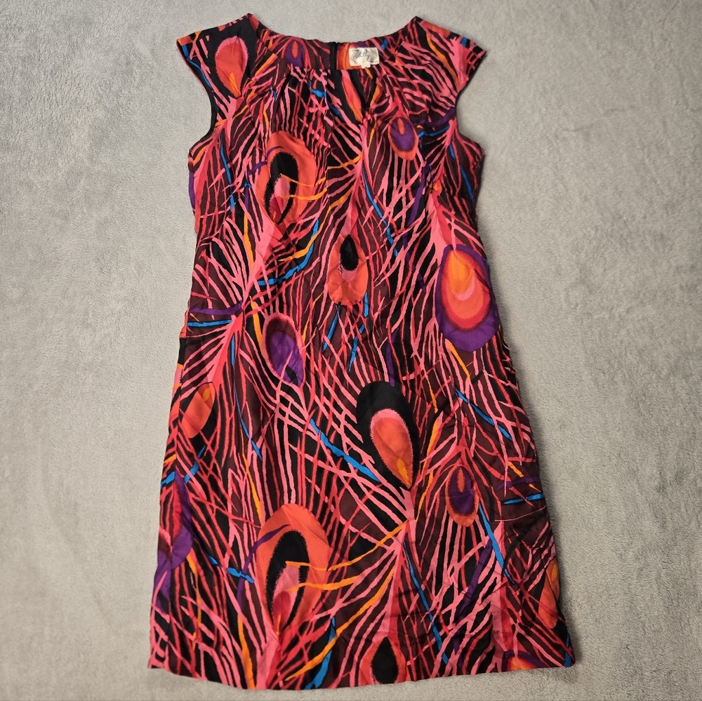Vintage Milly of New York Abstract Print Dress Made in USA Size 8